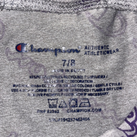 Champion Gray and Purple Leggings with Diagonal Pattern / GIRLS - Picture 3 of 3